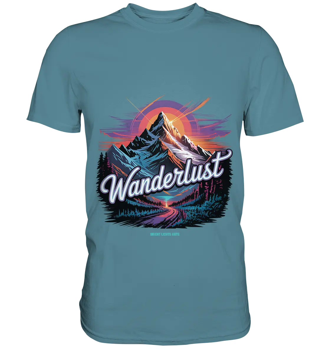 Wanderlust Mountain Adventure - Premium Shirt Bright Lights Arts