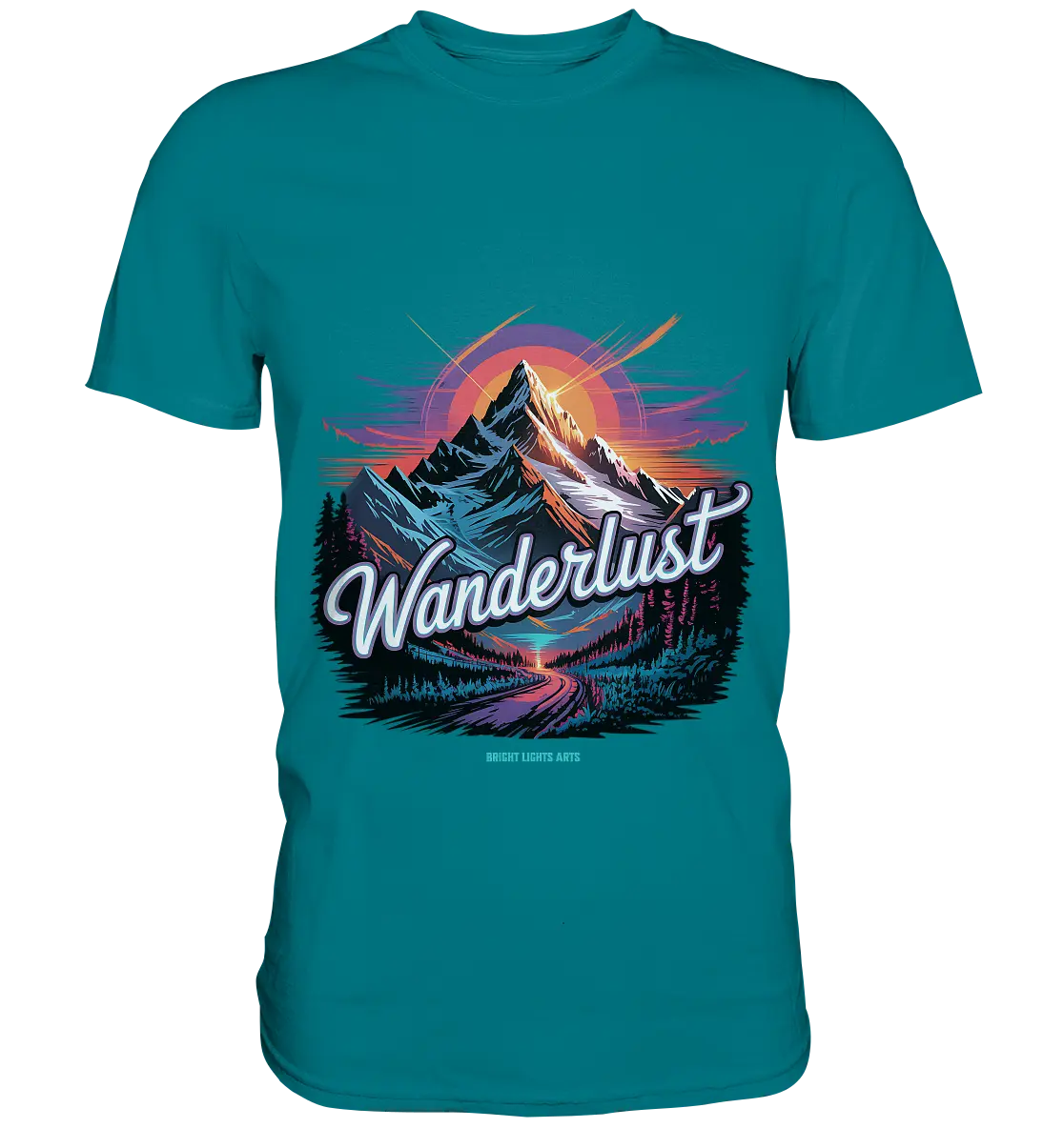 Wanderlust Mountain Adventure - Premium Shirt Bright Lights Arts
