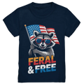 Waschbär im Freiheits-Stil ???? | Feral & Free - Kids Premium Shirt Bright Lights Arts