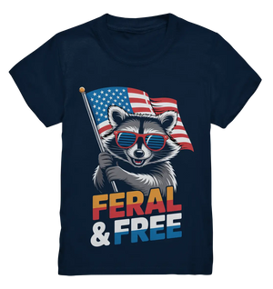 Waschbär im Freiheits-Stil ???? | Feral & Free - Kids Premium Shirt Bright Lights Arts
