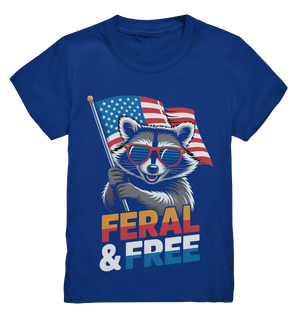 Waschbär im Freiheits-Stil ???? | Feral & Free - Kids Premium Shirt Bright Lights Arts