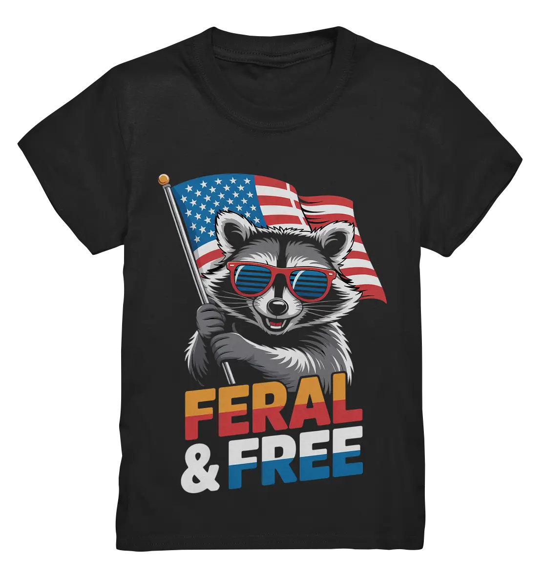 Waschbär im Freiheits-Stil ???? | Feral & Free - Kids Premium Shirt Bright Lights Arts