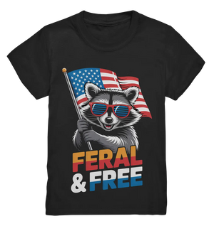 Waschbär im Freiheits-Stil ???? | Feral & Free - Kids Premium Shirt Bright Lights Arts