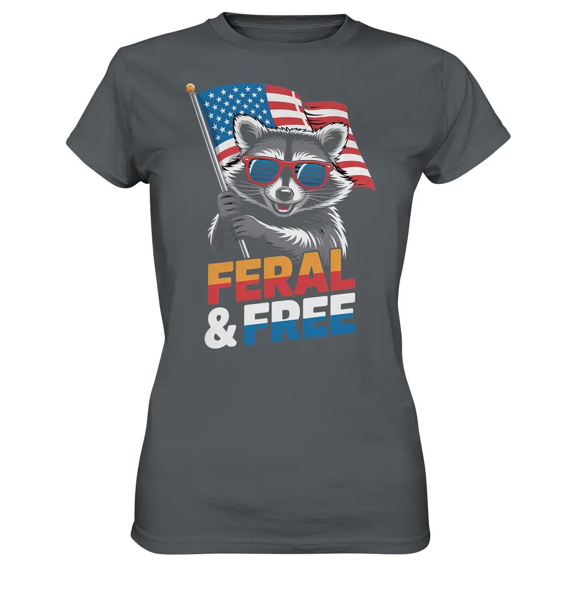 Waschbär im Freiheits-Stil ???? | Feral & Free - Ladies Premium Shirt Bright Lights Arts