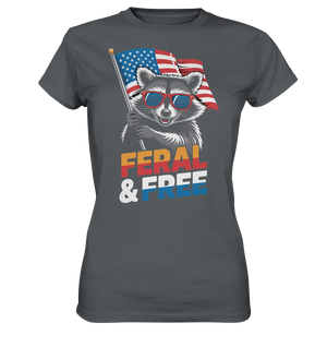 Waschbär im Freiheits-Stil ???? | Feral & Free - Ladies Premium Shirt Bright Lights Arts