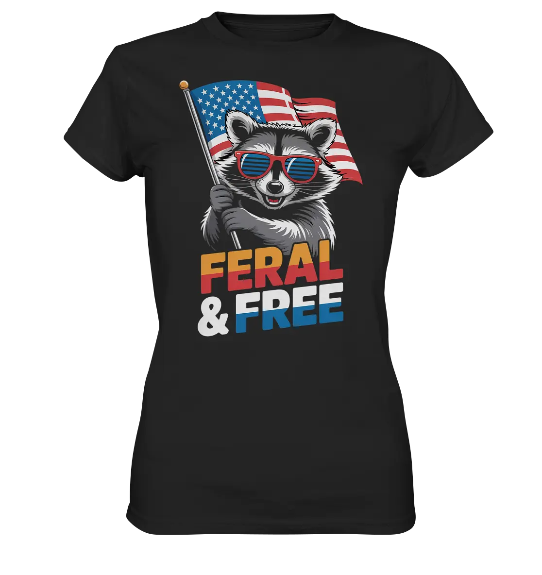 Waschbär im Freiheits-Stil ???? | Feral & Free - Ladies Premium Shirt Bright Lights Arts