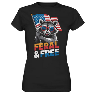 Waschbär im Freiheits-Stil ???? | Feral & Free - Ladies Premium Shirt Bright Lights Arts