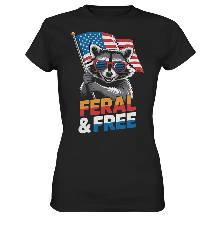 Waschbär im Freiheits-Stil ???? | Feral & Free - Ladies Premium Shirt Bright Lights Arts