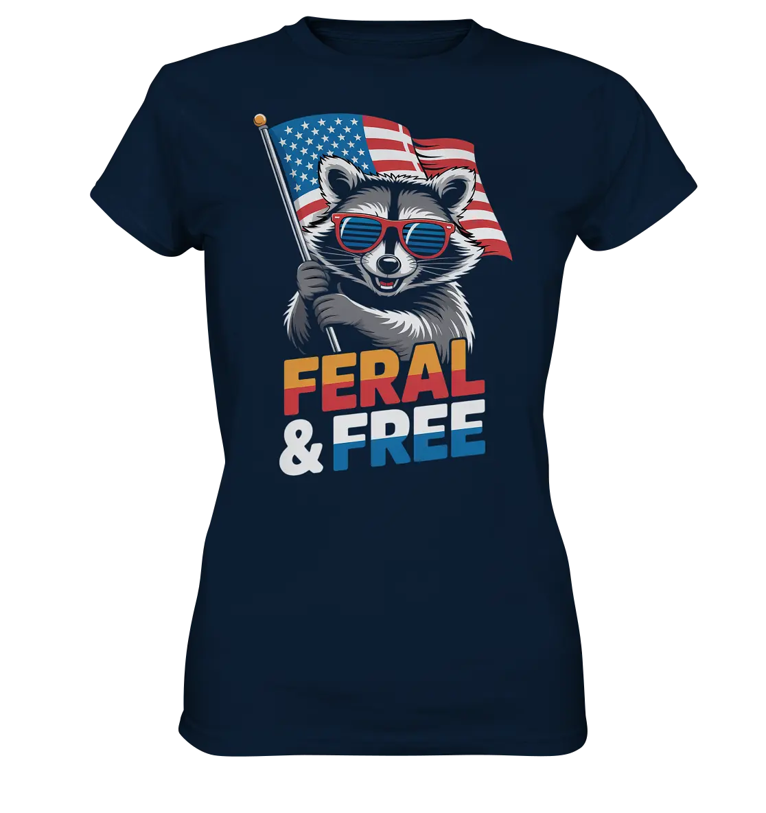 Waschbär im Freiheits-Stil ???? | Feral & Free - Ladies Premium Shirt Bright Lights Arts