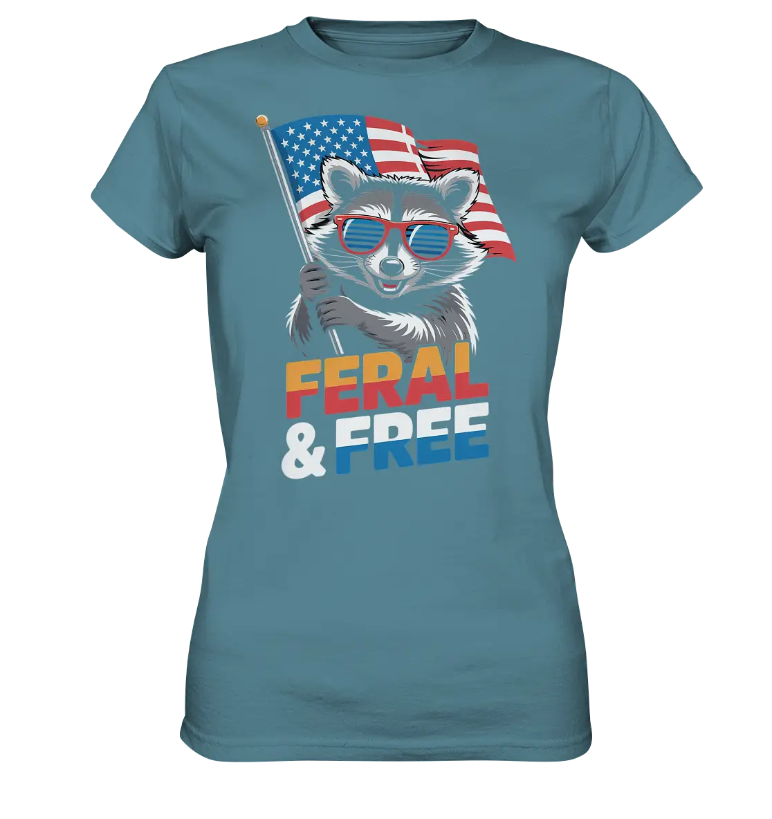 Waschbär im Freiheits-Stil ???? | Feral & Free - Ladies Premium Shirt Bright Lights Arts