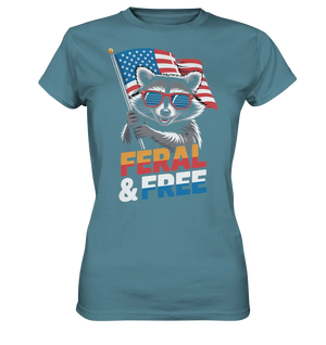 Waschbär im Freiheits-Stil ???? | Feral & Free - Ladies Premium Shirt Bright Lights Arts