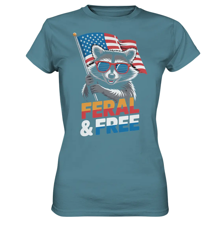 Waschbär im Freiheits-Stil ???? | Feral & Free - Ladies Premium Shirt Bright Lights Arts