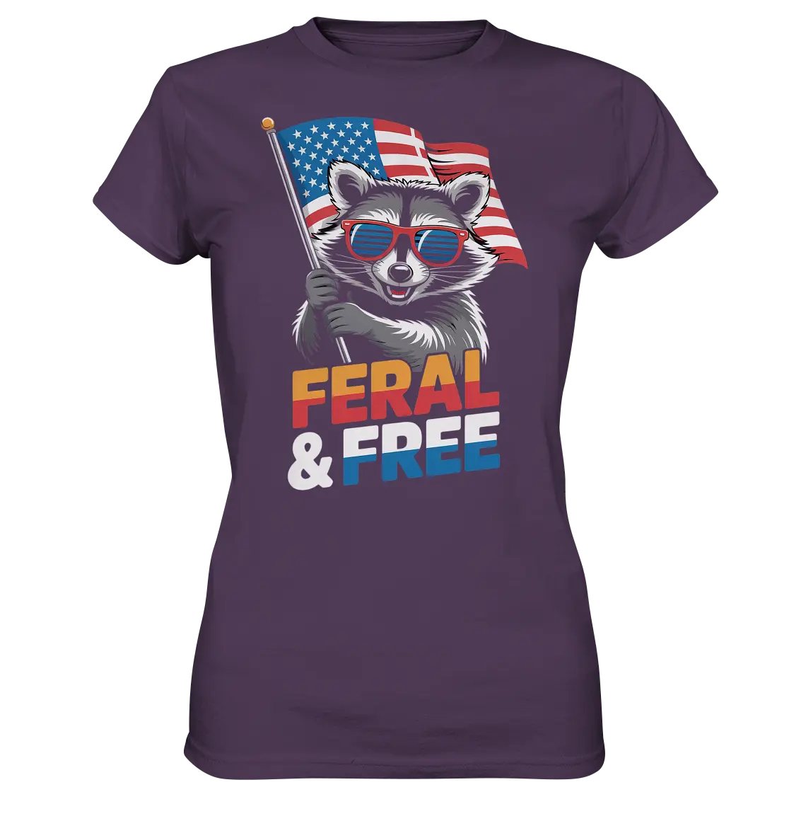 Waschbär im Freiheits-Stil ???? | Feral & Free - Ladies Premium Shirt Bright Lights Arts