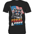 Waschbär im Freiheits-Stil ???? | Feral & Free - Premium Shirt Bright Lights Arts