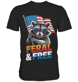 Waschbär im Freiheits-Stil ???? | Feral & Free - Premium Shirt Bright Lights Arts
