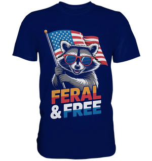 Waschbär im Freiheits-Stil ???? | Feral & Free - Premium Shirt Bright Lights Arts