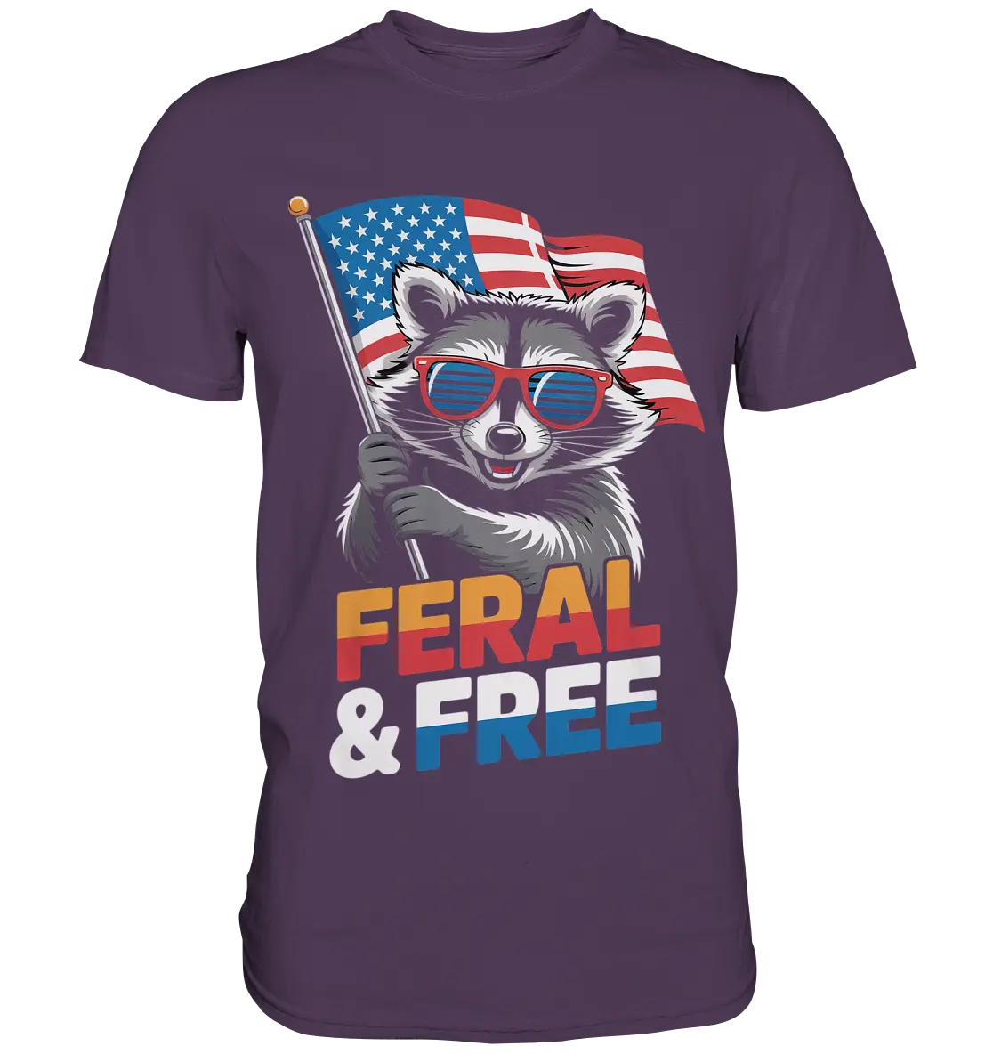 Waschbär im Freiheits-Stil ???? | Feral & Free - Premium Shirt Bright Lights Arts