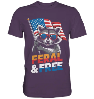 Waschbär im Freiheits-Stil ???? | Feral & Free - Premium Shirt Bright Lights Arts