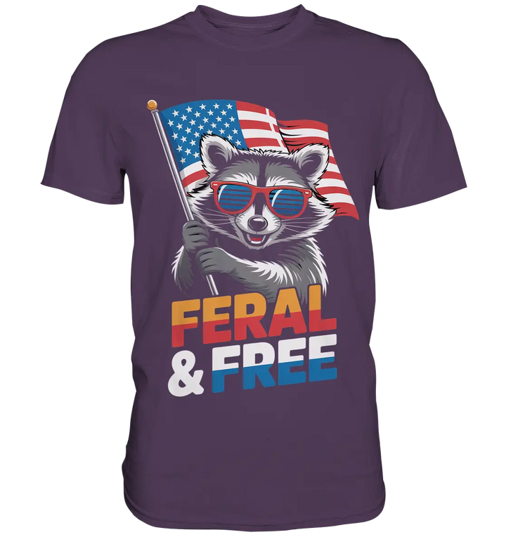 Waschbär im Freiheits-Stil ???? | Feral & Free - Premium Shirt Bright Lights Arts