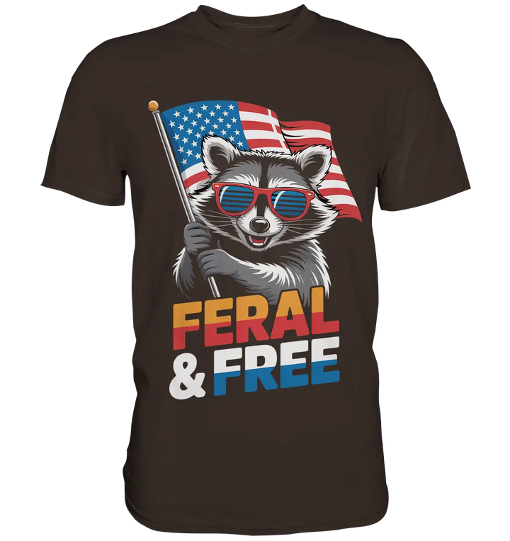 Waschbär im Freiheits-Stil ???? | Feral & Free - Premium Shirt Bright Lights Arts