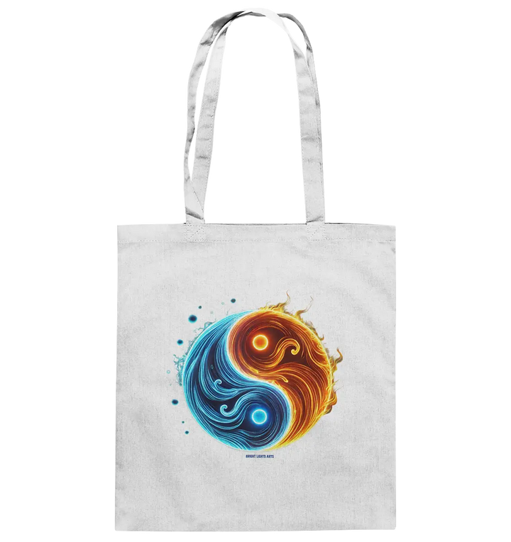 Wasser und Feuer – Yin-Yang-Design der Gegensätze - Baumwolltasche Bright Lights Arts