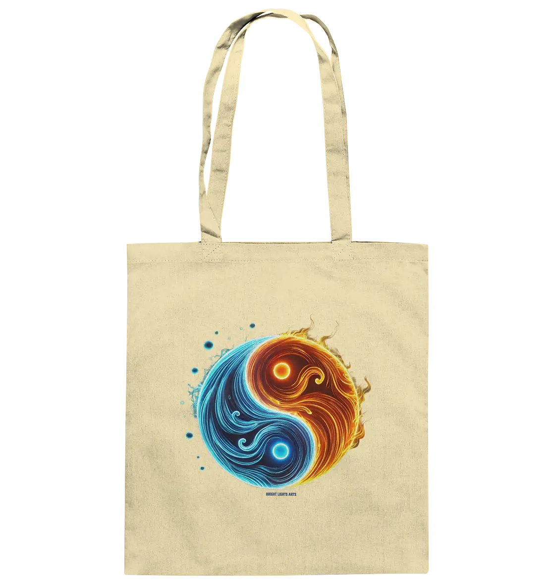 Wasser und Feuer – Yin-Yang-Design der Gegensätze - Baumwolltasche Bright Lights Arts