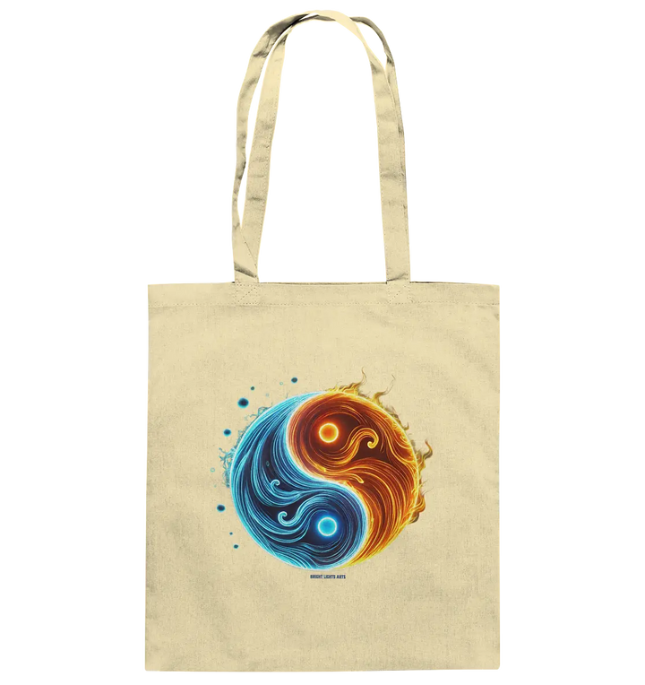 Wasser und Feuer – Yin-Yang-Design der Gegensätze - Baumwolltasche Bright Lights Arts