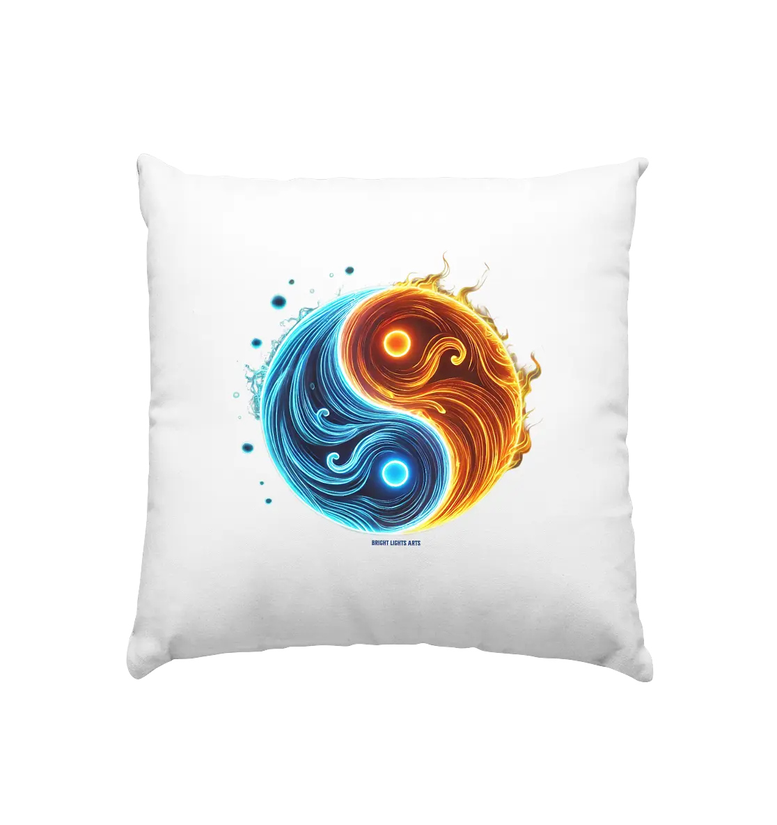 Wasser und Feuer – Yin-Yang-Design der Gegensätze - Kissen 40x40cm Bright Lights Arts