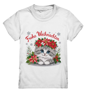 Weihnachtliches Kätzchen mit Poinsettien-Krone - Kids Premium Shirt Bright Lights Arts