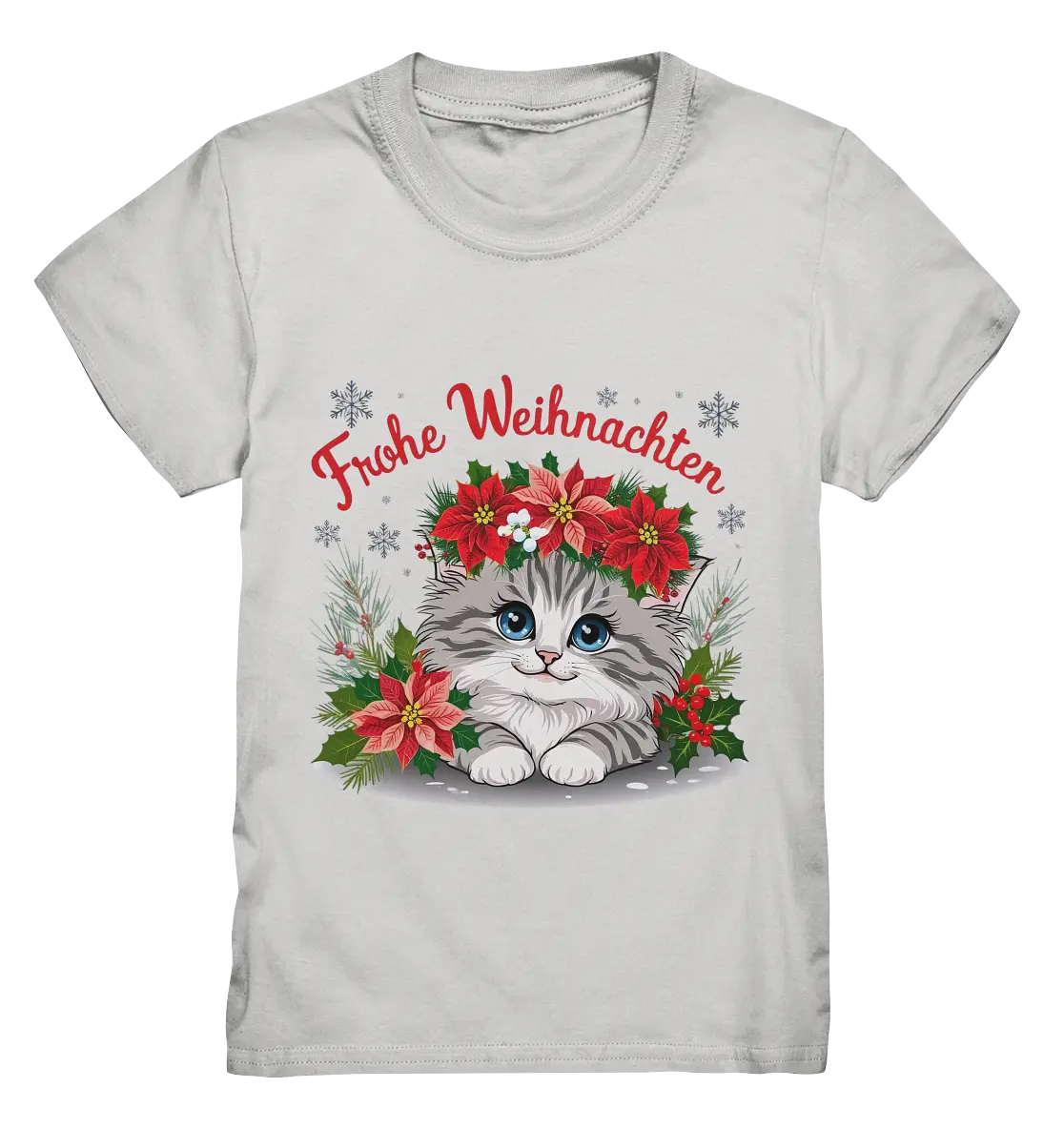 Weihnachtliches Kätzchen mit Poinsettien-Krone - Kids Premium Shirt Bright Lights Arts
