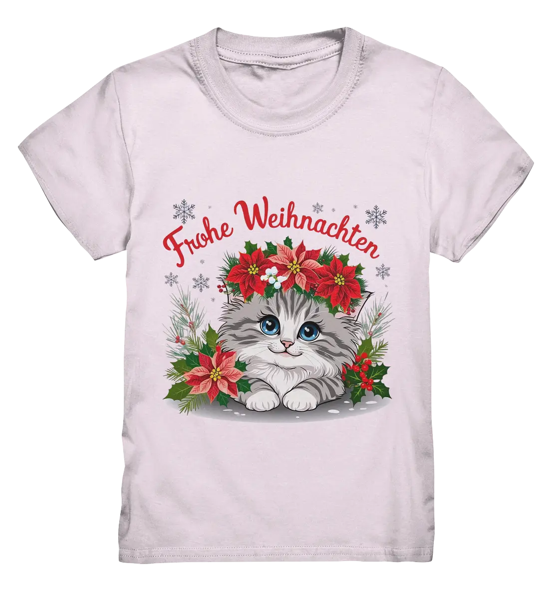Weihnachtliches Kätzchen mit Poinsettien-Krone - Kids Premium Shirt Bright Lights Arts