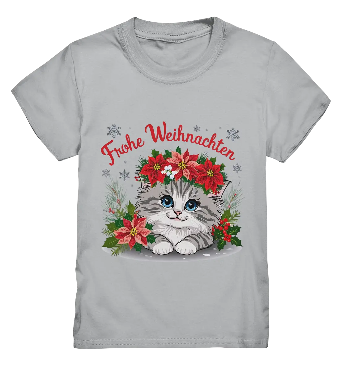 Weihnachtliches Kätzchen mit Poinsettien-Krone - Kids Premium Shirt Bright Lights Arts