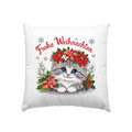 Weihnachtliches Kätzchen mit Poinsettien-Krone - Kissen 40x40cm Bright Lights Arts