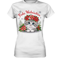 Weihnachtliches Kätzchen mit Poinsettien-Krone - Ladies Premium Shirt Bright Lights Arts