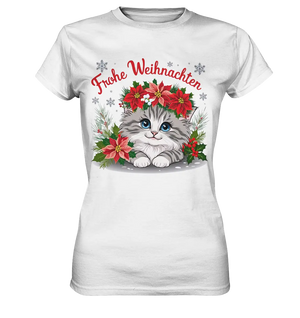 Weihnachtliches Kätzchen mit Poinsettien-Krone - Ladies Premium Shirt Bright Lights Arts