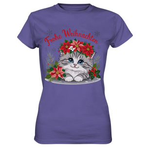 Weihnachtliches Kätzchen mit Poinsettien-Krone - Ladies Premium Shirt Bright Lights Arts