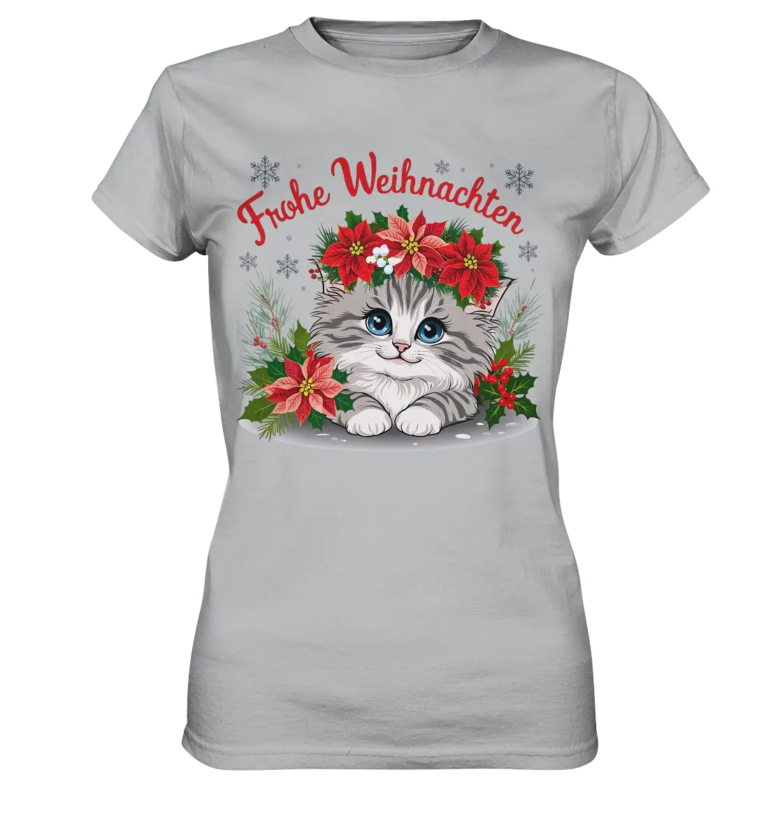 Weihnachtliches Kätzchen mit Poinsettien-Krone - Ladies Premium Shirt Bright Lights Arts
