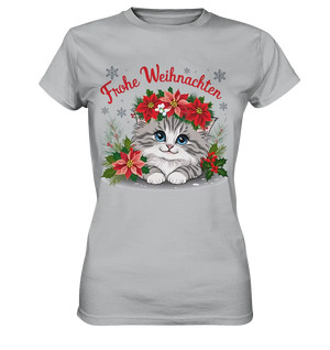 Weihnachtliches Kätzchen mit Poinsettien-Krone - Ladies Premium Shirt Bright Lights Arts