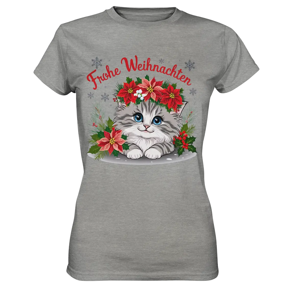 Weihnachtliches Kätzchen mit Poinsettien-Krone - Ladies Premium Shirt Bright Lights Arts