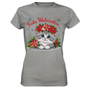 Weihnachtliches Kätzchen mit Poinsettien-Krone - Ladies Premium Shirt Bright Lights Arts