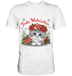 Weihnachtliches Kätzchen mit Poinsettien-Krone - Premium Shirt Bright Lights Arts