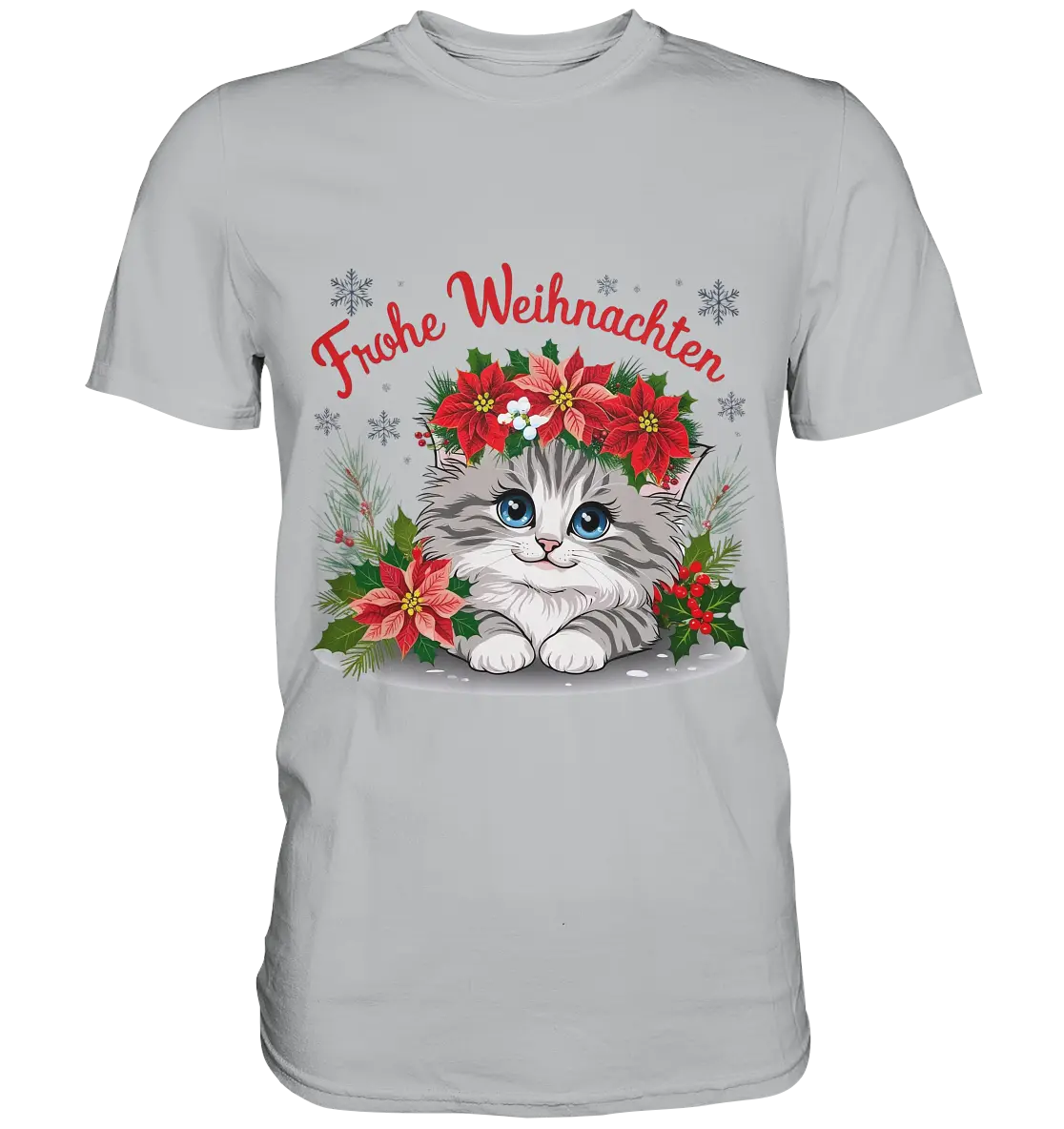 Weihnachtliches Kätzchen mit Poinsettien-Krone - Premium Shirt Bright Lights Arts