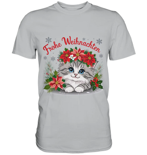 Weihnachtliches Kätzchen mit Poinsettien-Krone - Premium Shirt Bright Lights Arts