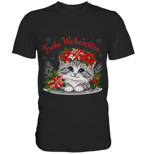 Weihnachtliches Kätzchen mit Poinsettien-Krone - Premium Shirt Bright Lights Arts
