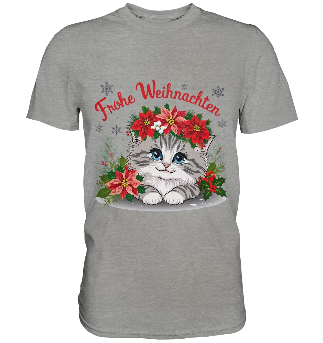 Weihnachtliches Kätzchen mit Poinsettien-Krone - Premium Shirt Bright Lights Arts