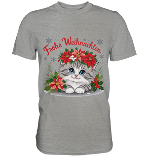 Weihnachtliches Kätzchen mit Poinsettien-Krone - Premium Shirt Bright Lights Arts