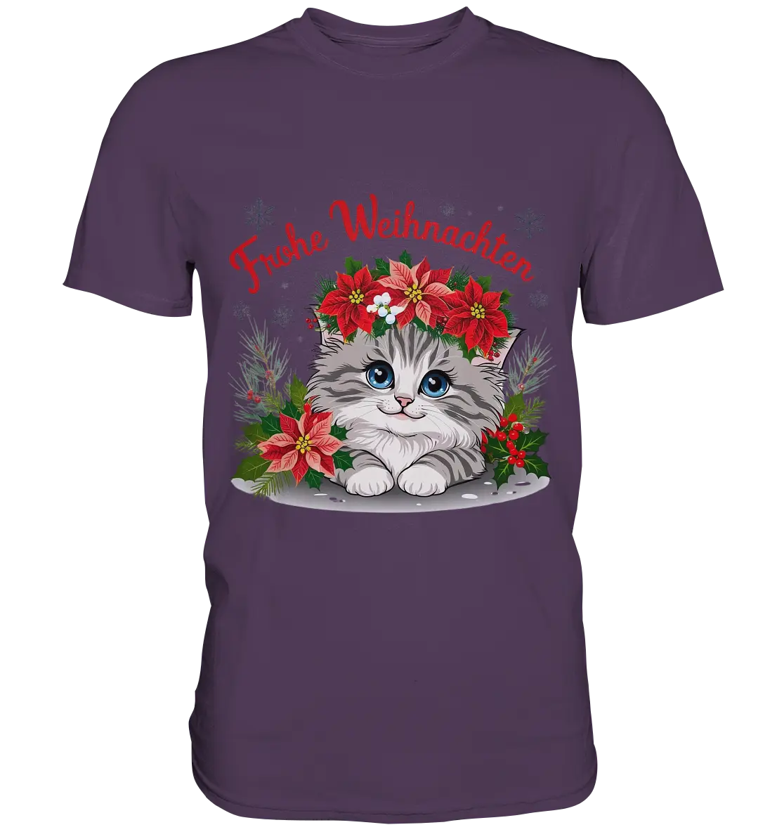Weihnachtliches Kätzchen mit Poinsettien-Krone - Premium Shirt Bright Lights Arts