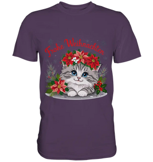 Weihnachtliches Kätzchen mit Poinsettien-Krone - Premium Shirt Bright Lights Arts