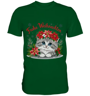 Weihnachtliches Kätzchen mit Poinsettien-Krone - Premium Shirt Bright Lights Arts