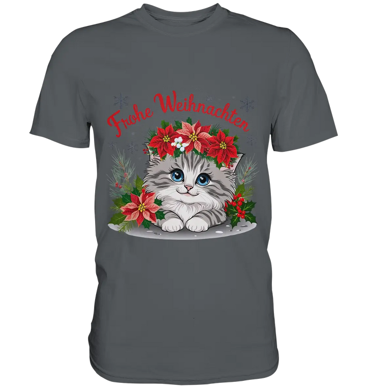 Weihnachtliches Kätzchen mit Poinsettien-Krone - Premium Shirt Bright Lights Arts